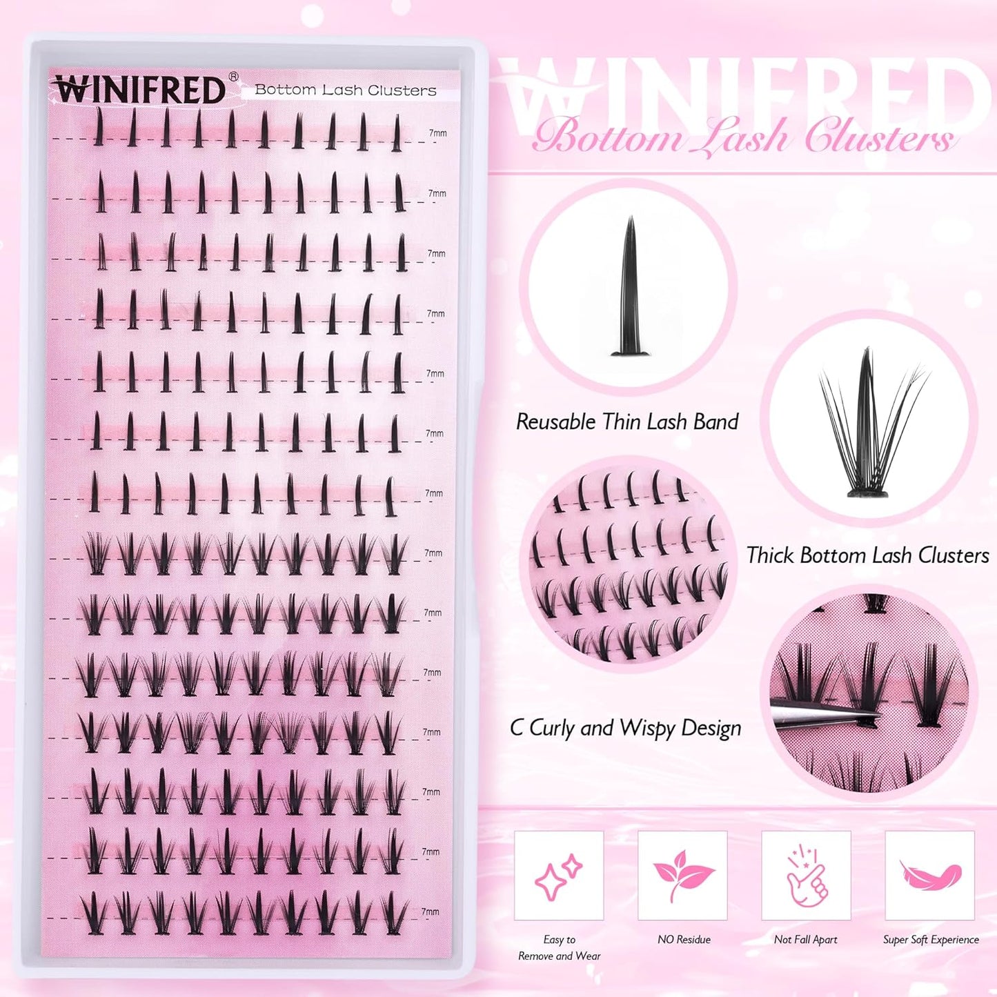 Winifred Bottom Lash Clusters Thick Volume Lower Lash Extension DIY Individual Lashes Bottom Clusters Lashes for Cluster Eyelash Extensions (168pcs)