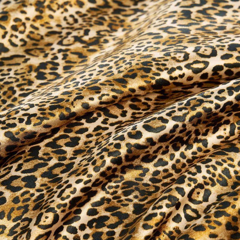 Juicy Couture Queen Size Satin Bed Sheet Set, Deep Pocket Silky Queen Sheet Set with 1 Fitted Sheet, 1 Flat Sheet, 2 Pillowcases, Wrinkle Resistant and Anti Pilling Bed Sheets - Monica Leopard