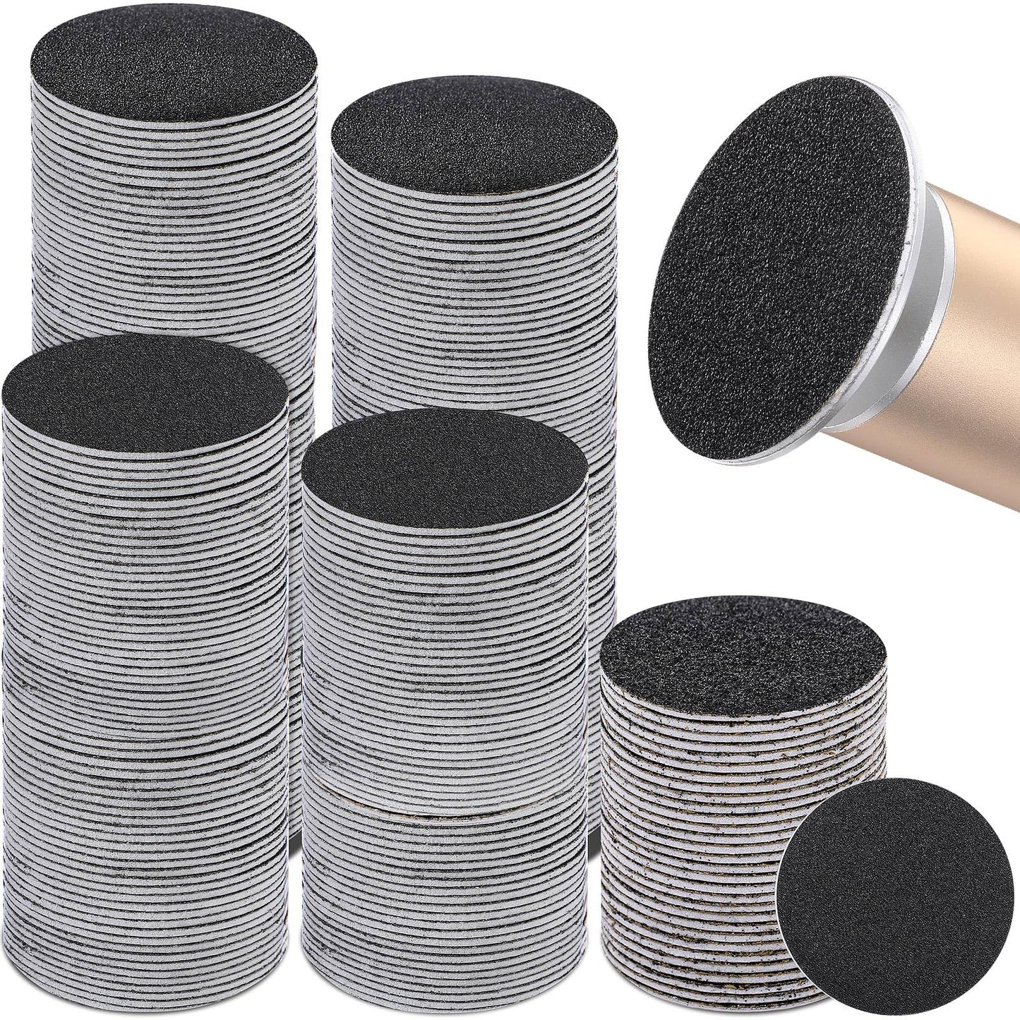 Gisafai 500 Pcs Sanding Replacement Pad Sandpaper Disk for Electric Foot File Callus Remover Tool Black Foot File Disc for Men Women Cracked Heels Dead Skin (60 Grit,80 Grit,100 Grit,180 Grit)
