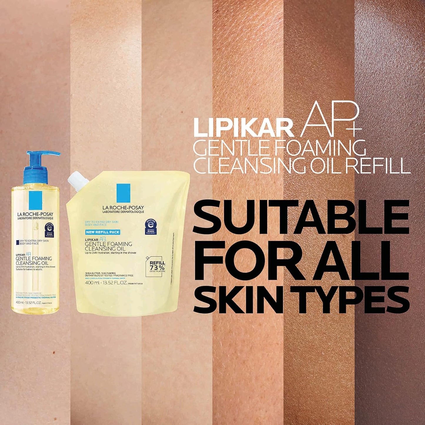 La Roche-Posay Lipikar AP+ Gentle Foaming Cleansing Oil - 400ML | Niacinamide Formula for Face & Body Hydration