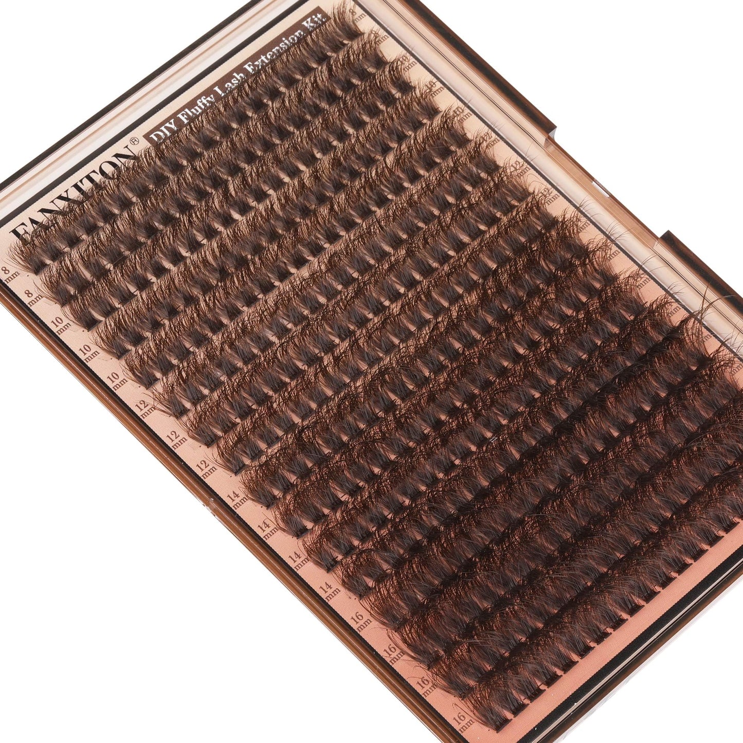 Brown Lash Clusters 320 Pcs Lash Extension Kit DIY Eyelash Extensions Kit Natural Look Cluster Lashes D 8-16 MM Mixed Lash Bond and Seal Lash Tweezers for Lash Clusters Kit DIY at Home