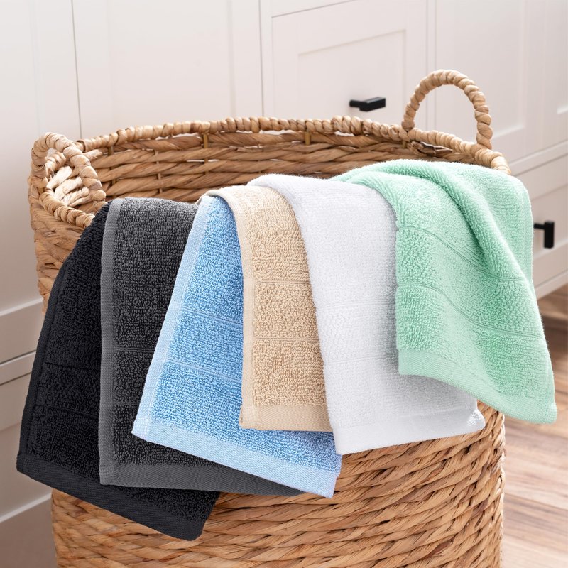 Arkwright Premium Washcloths - (Pack of 24) - Soft & Absorbent, 100% Ringspun Cotton, Contemporary Design Wash Cloths with Dobby, Multipurpose Fingertip Towels, White