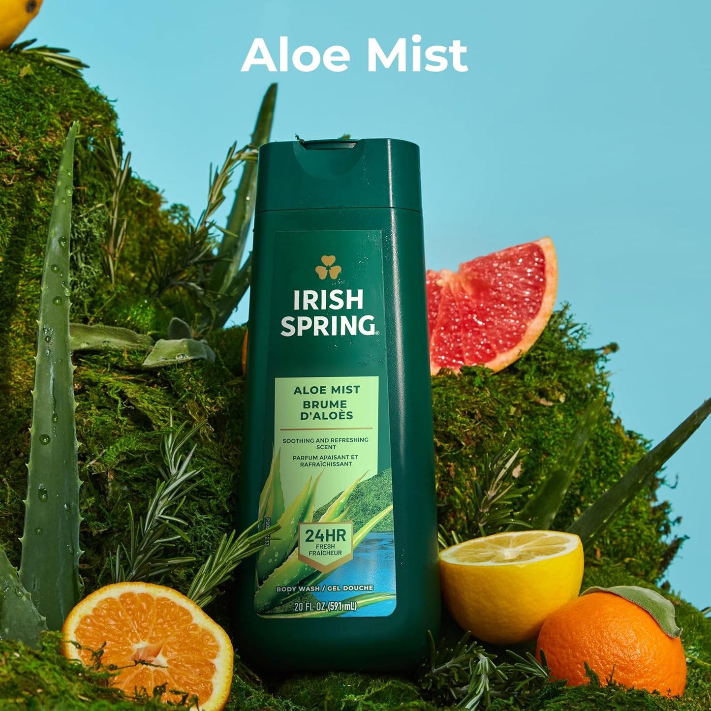 Irish Spring Men's Body Wash - Aloe Mist Shower Gel, 20 Oz | 4 Pack