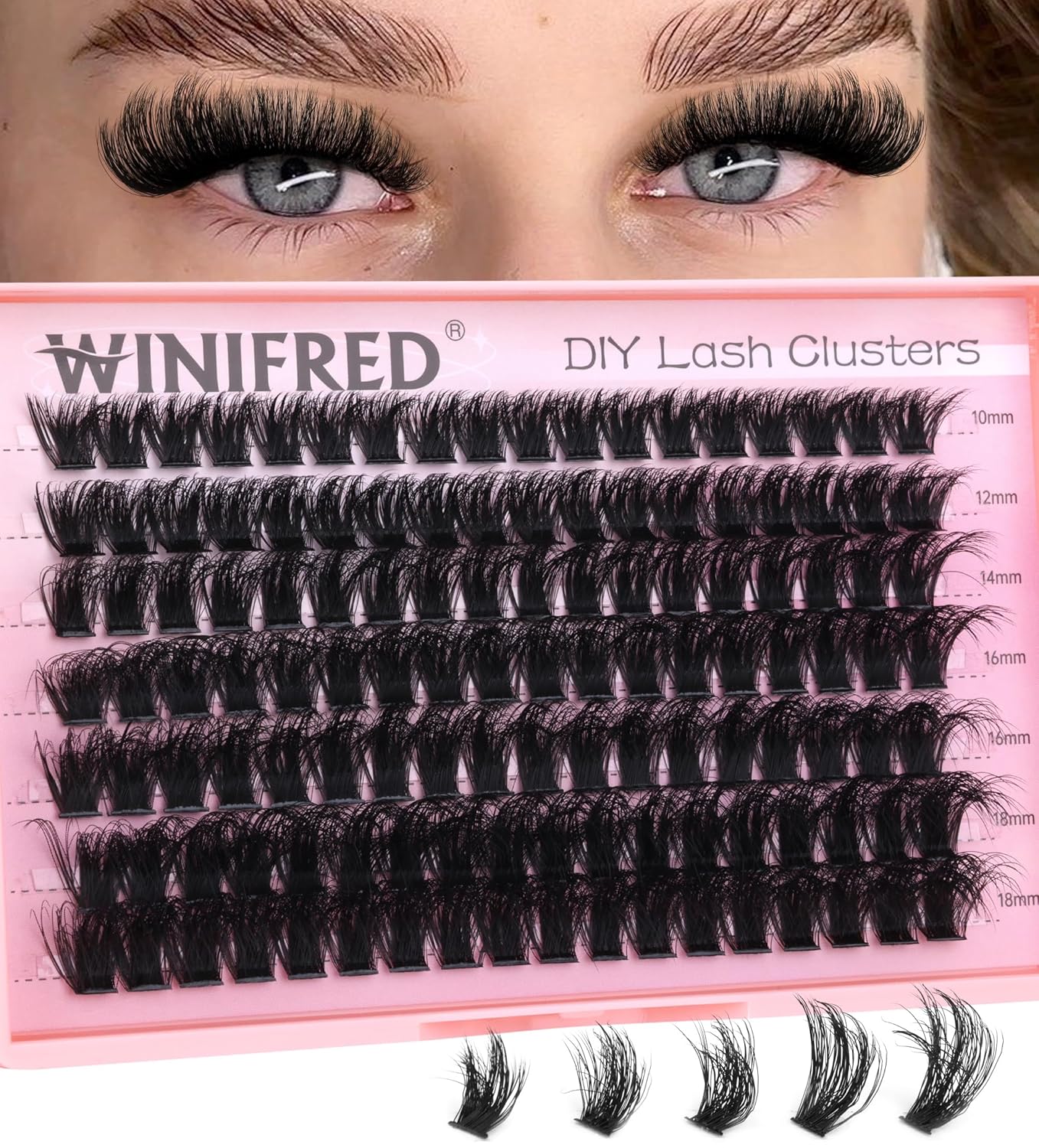Winifred Bottom Lash Clusters Thick Volume Lower Lash Extension DIY Individual Lashes Bottom Clusters Lashes for Cluster Eyelash Extensions (168pcs)