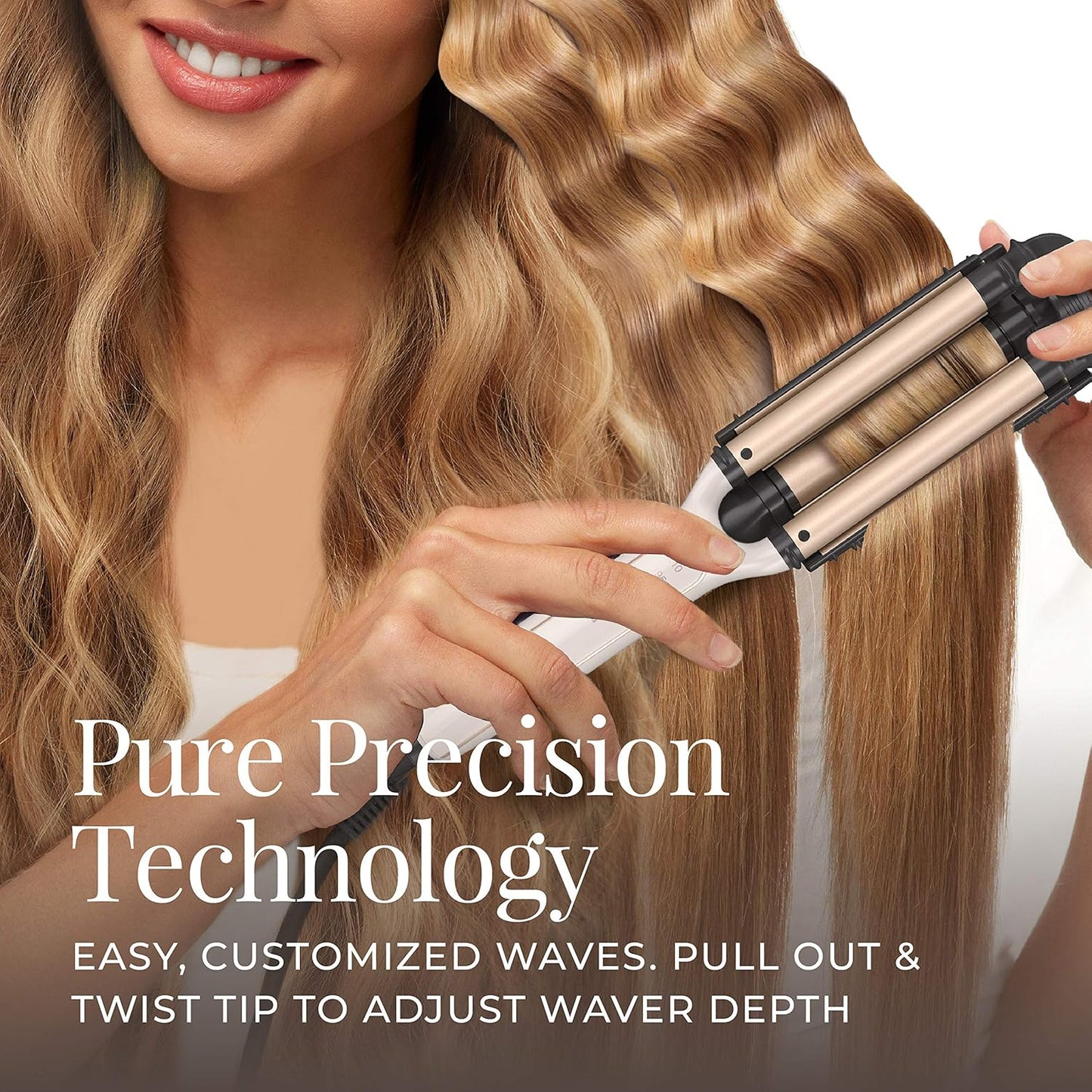 Remington 4-in-1 Adjustable Hair Waver - Pure Precision Technology for Versatile Styles | Cream, 1 Count