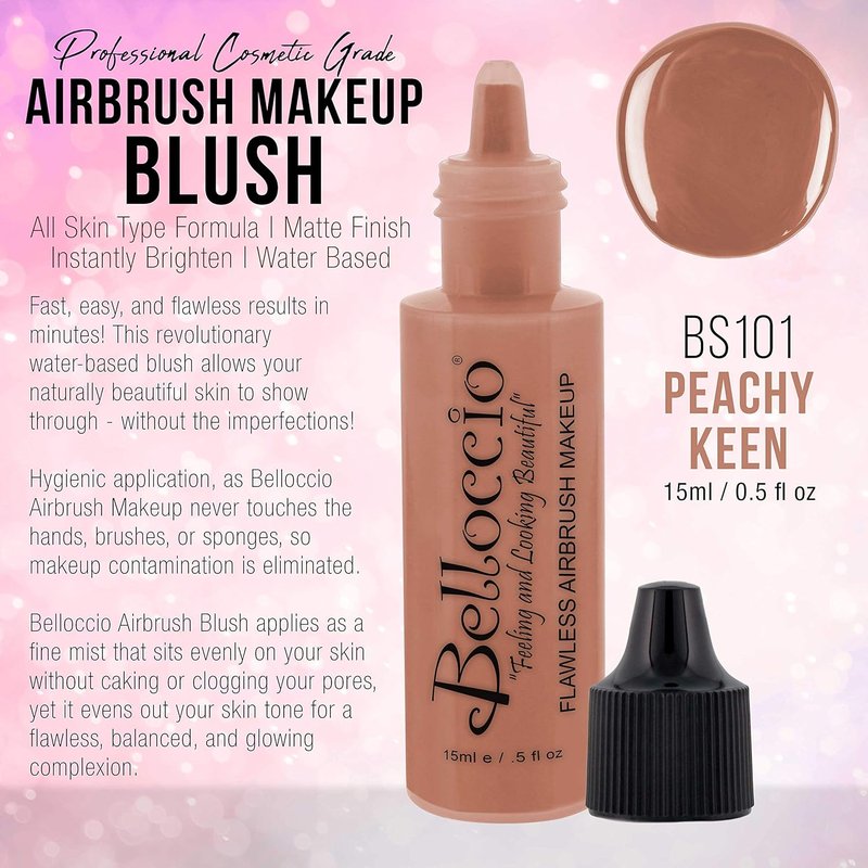 Peachy Keen Blush - Professional Flawless Airbrush Makeup | Half Ounce Bottle for Radiant Cheeks