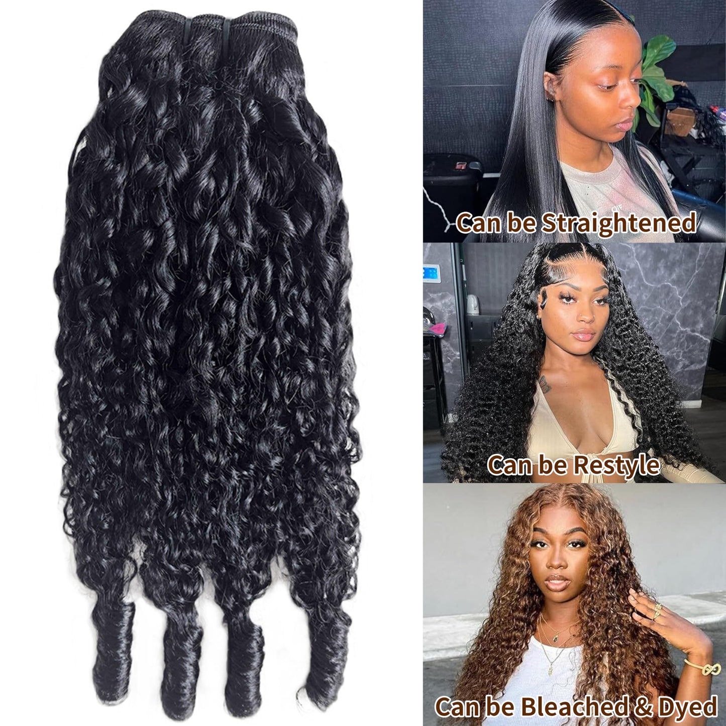 12A Burmese Curly Bundles Human Hair 16 Inch 100% Unprocessed Virgin Hair Kinky Curly Bundles Water Wave Human Hair Bundles for Women