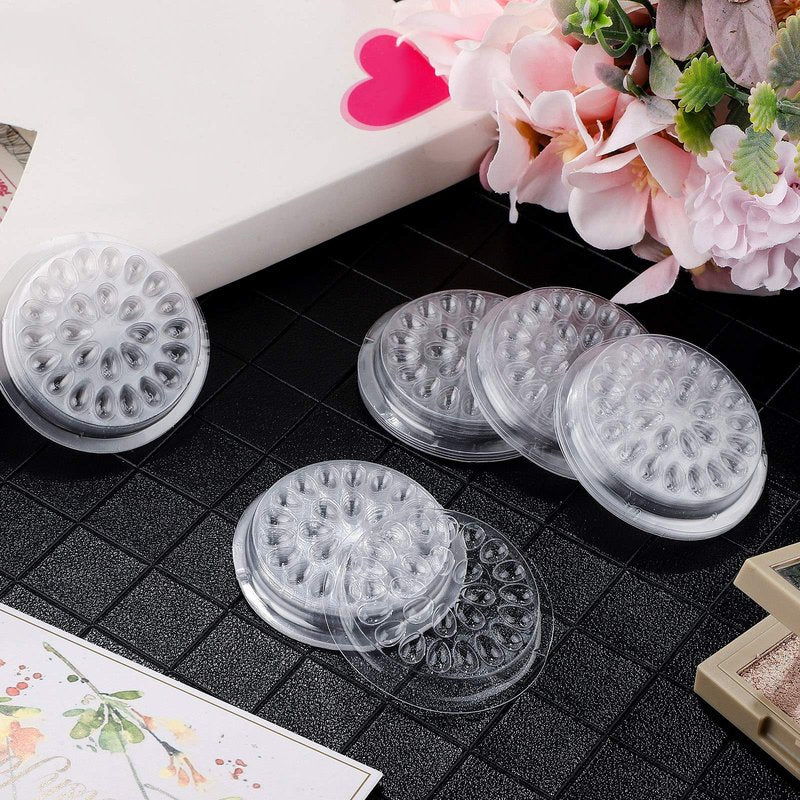 200 Pieces Disposable Glue Pad Transparent Flower Shape Glue Pallet Pad Lash Holder Tray Tools Pigment Holder Base for Eyelash Extension