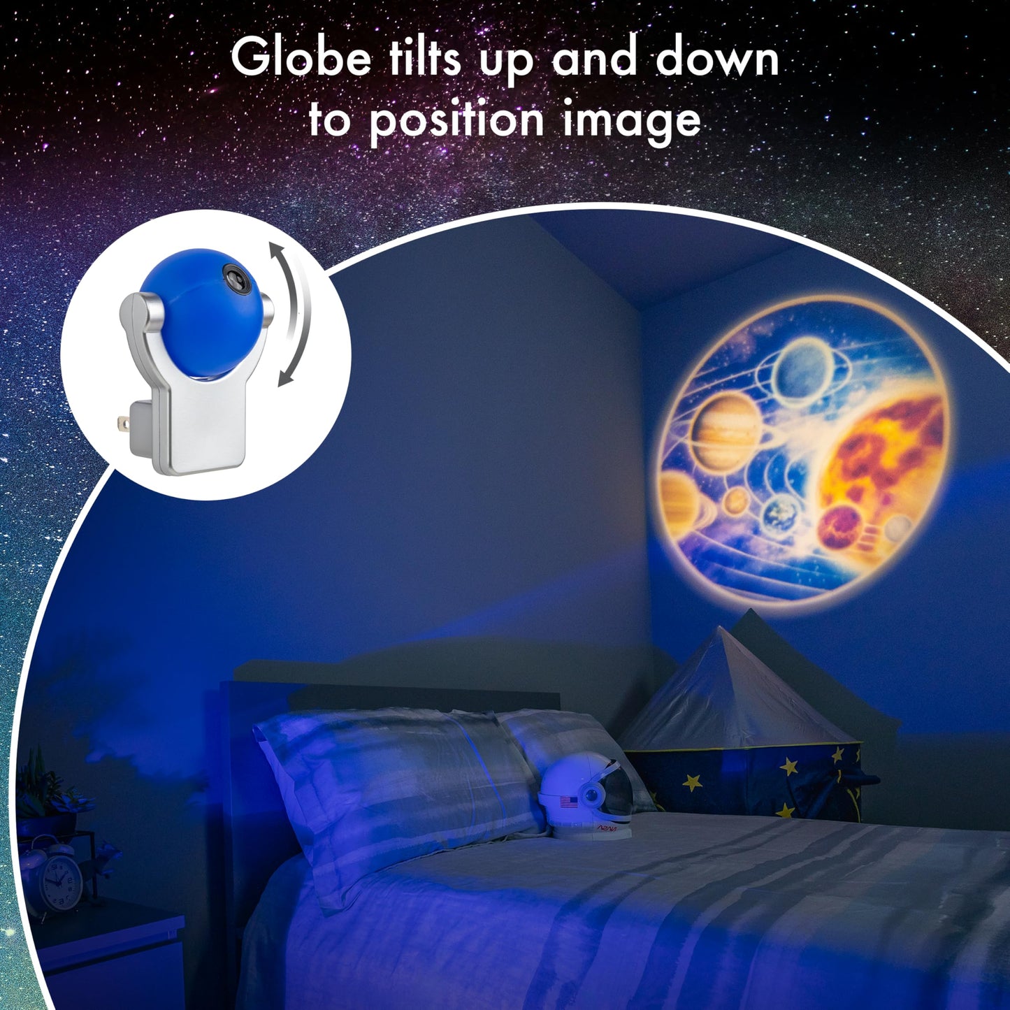 Projectables LED Solar System Night Light Projector, Dusk-To-Dawn Sensor, Auto On/Off, Galaxy Projector Planets Ideal for Children's Bedroom, Bathroom, Playroom 11282