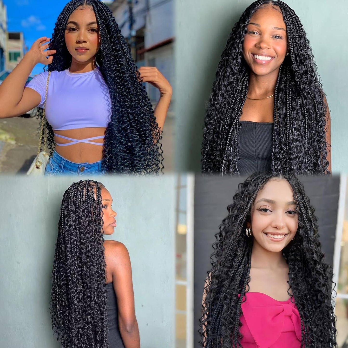 Deep Wave Human Braiding Hair - 14 Inch 100g Bulk Brazilian Virgin Hair | Wet & Wavy Boho Braids