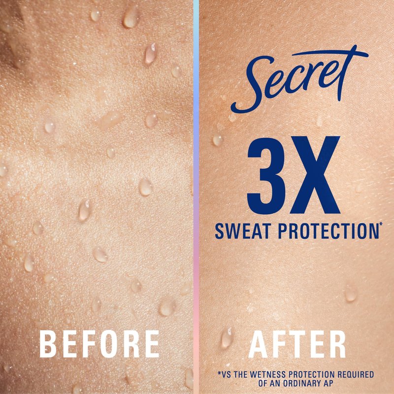 Secret Clinical Strength 100HR Sweat & Odor, Clear Gel Antiperspirant Deodorant for Women, 3X Stress Protection with Hyaluronic Acid, PH Balancing Minerals, Completely Clean Scent, 2.6 oz