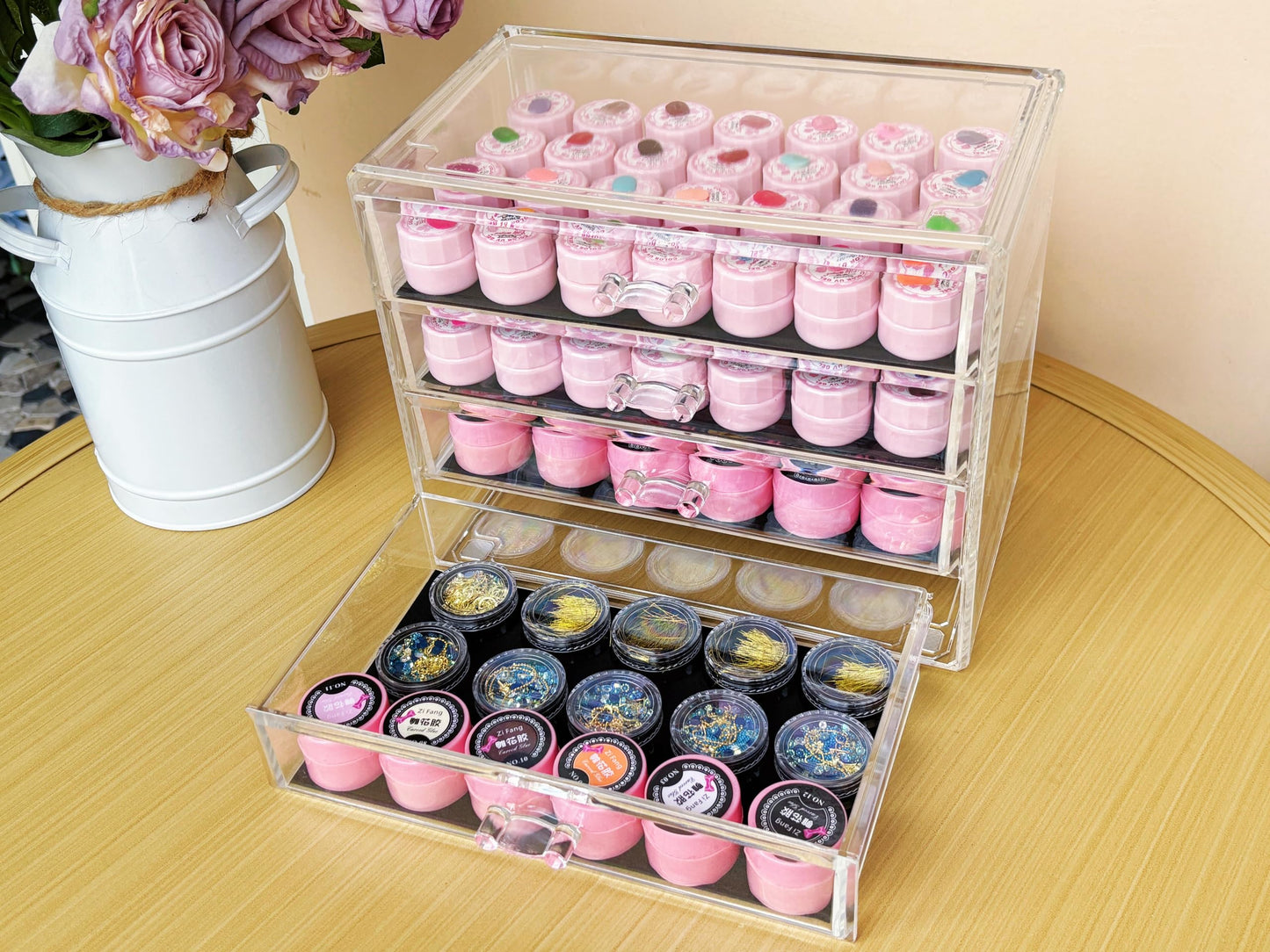 Guolich 4 Tier Nail Art Decoration Storage Box，Acrylic Make Up