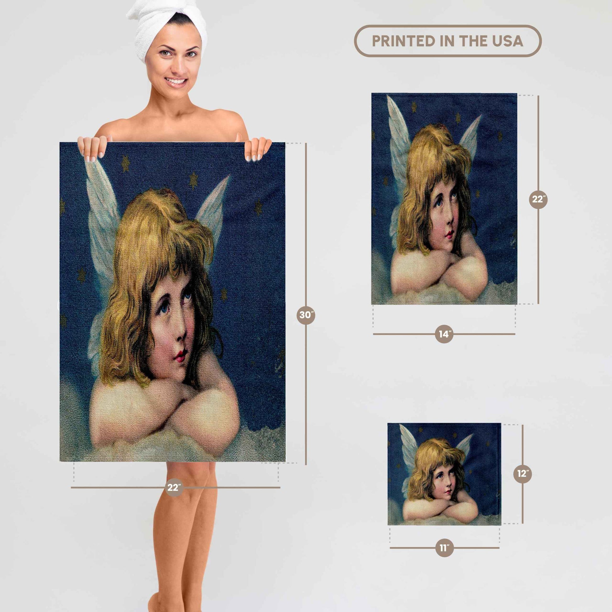 3D Rose Image of Victorian Angel Close-up with Canvas Effect Hand Towel, 15" x 22", Multicolor