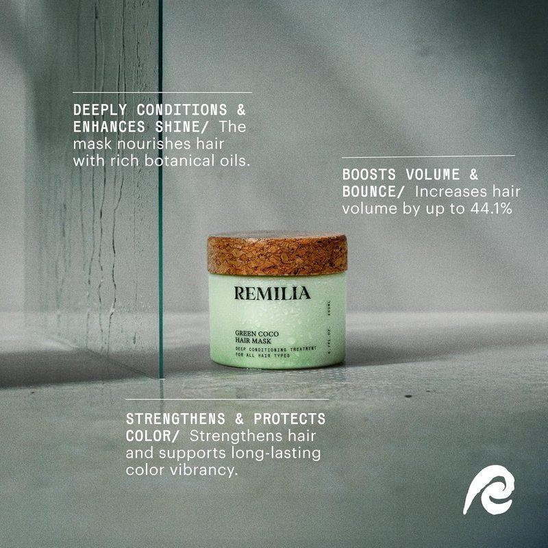 Remilia Hair Green Coco Hair Mask - Coconut & Avocado Oil for Smooth, Manageable Hair | 200 ml - 6.7 fl oz