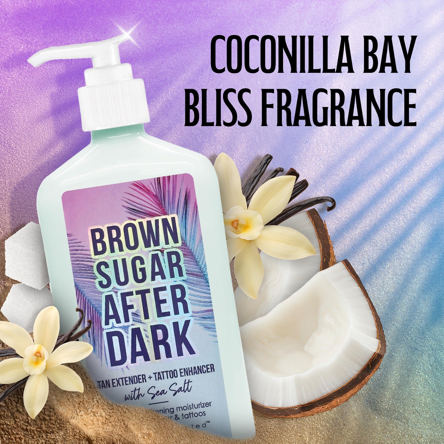 Brown Sugar After Dark Tan Extender & Tattoo Enhancer, Sea Salt Tigergrass & Ocean Botanicals with Triple Coconut Complex, 18 Fl Oz