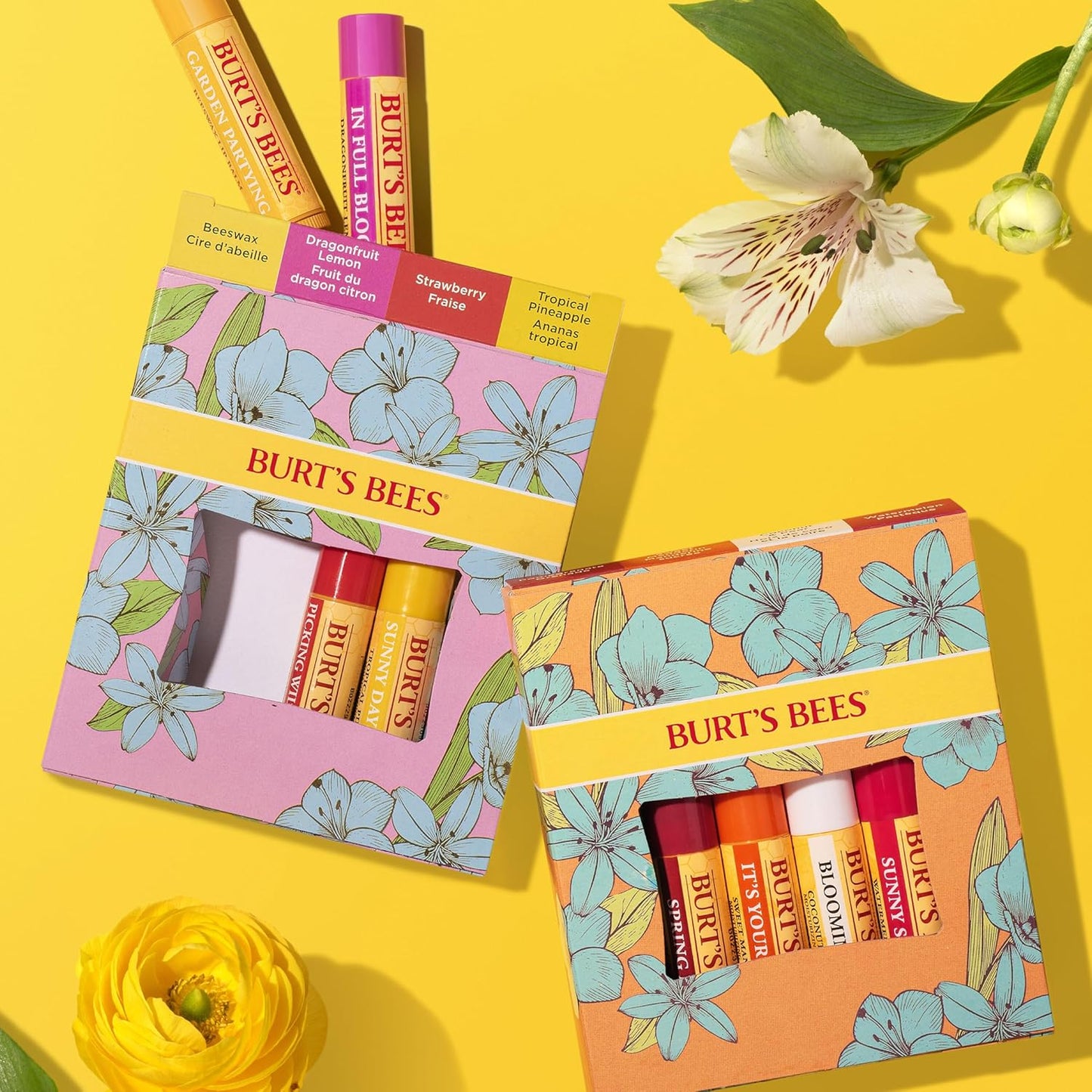 Burt's Bees Lip Balm Set - Natural Beeswax & Fruity Flavors | 4 Tubes, 0.15 oz Each