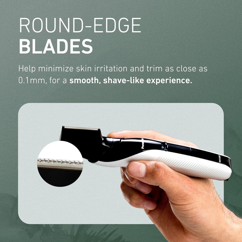 Panasonic Electric Body Trimmer for Men - Cordless Washable Groomer with 3 Attachments | Black ER-GK60-S