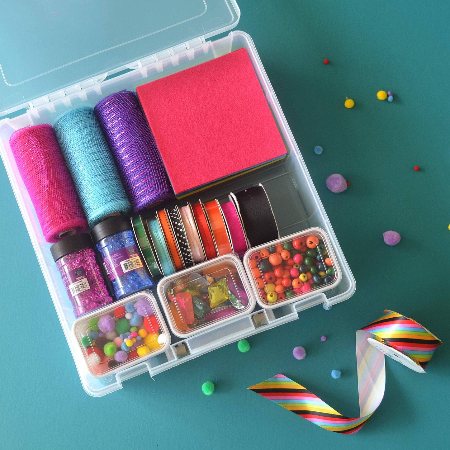 ArtBin 6969AG Bins with Lids 3-Pack, [3] Small Art & Craft Organizer Boxes, Clear