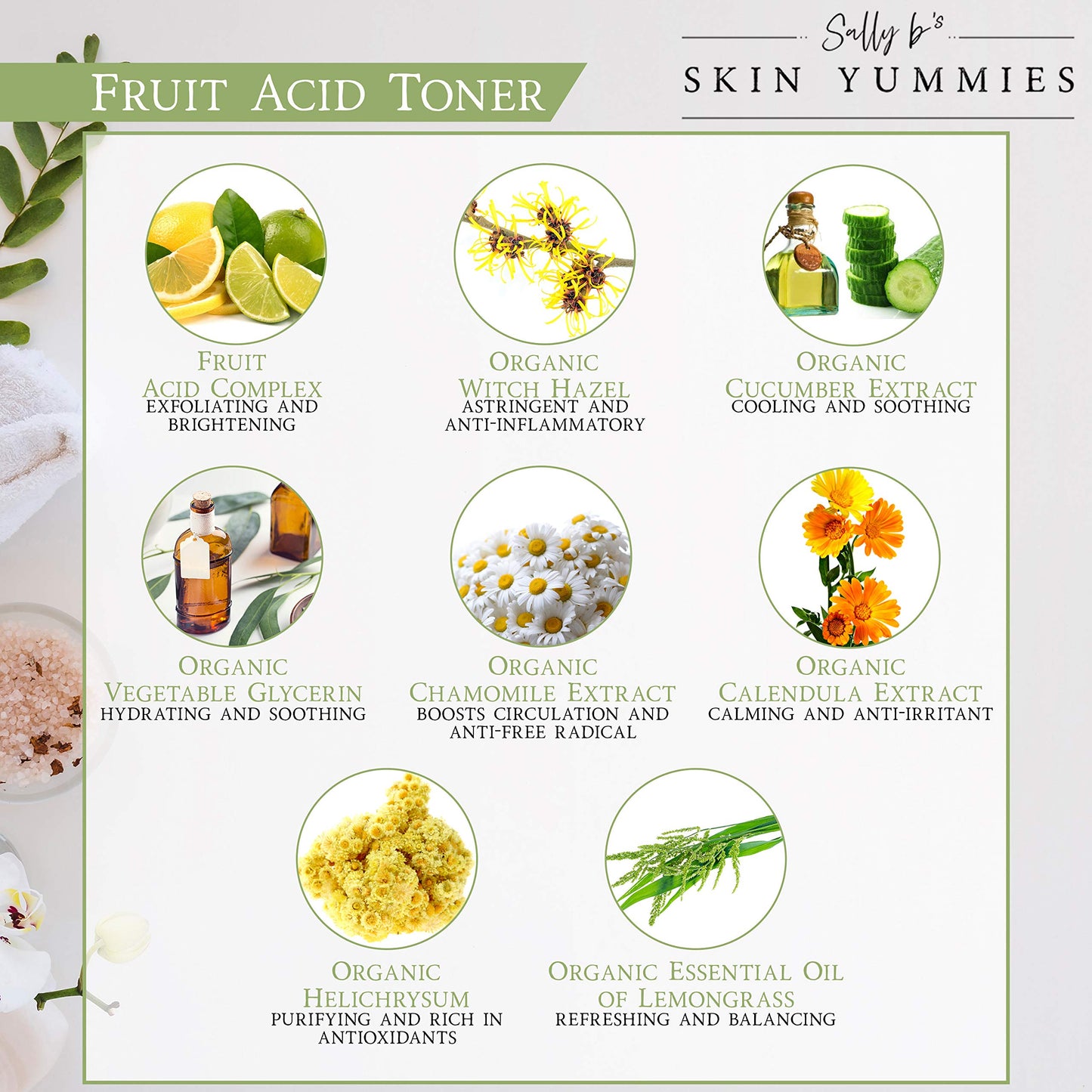 Sally B's Skin Yummies AHA Fruit Acid Face Toner & Daily Exfoliator, 4 oz