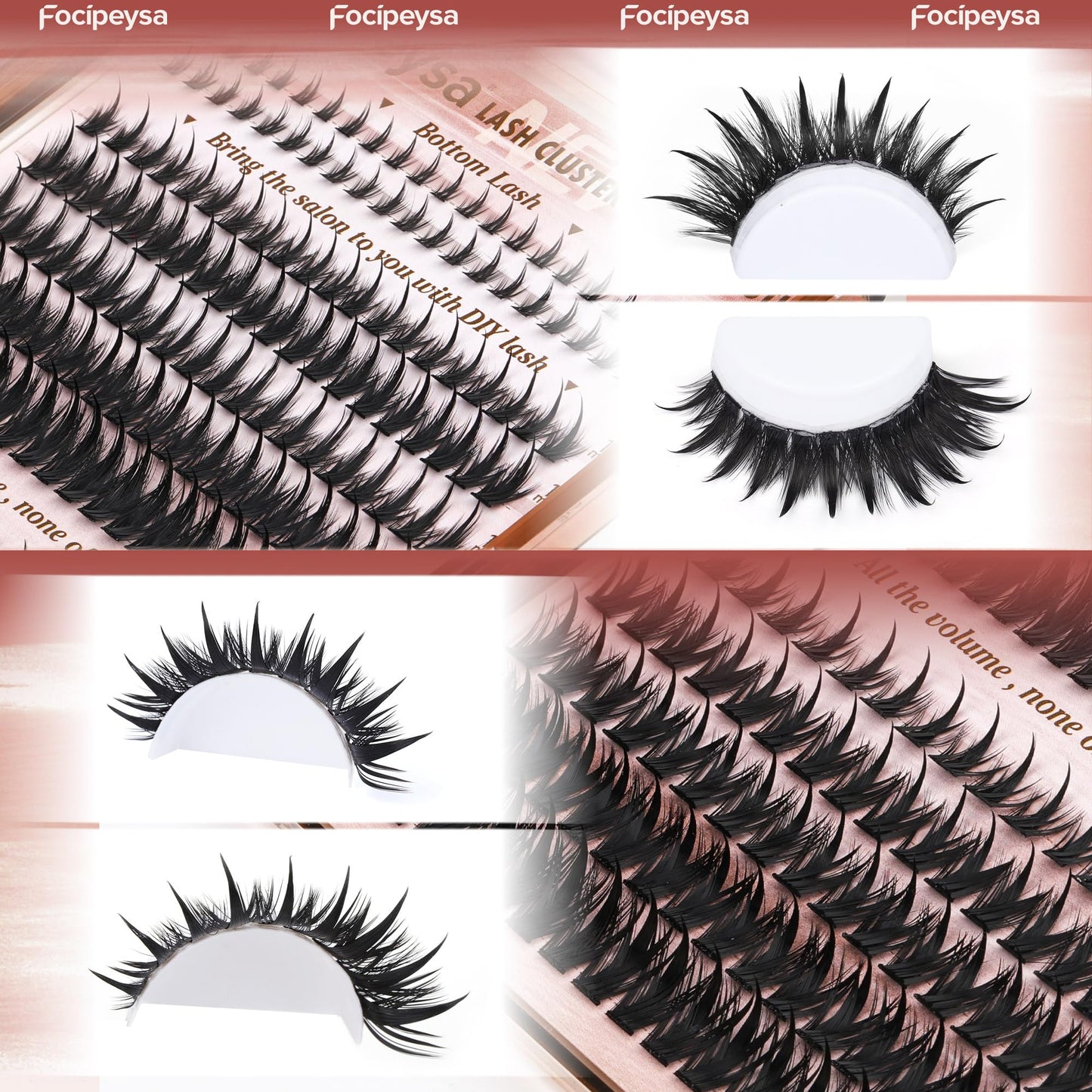 Focipeysa Wispy Lash Clusters Kit Spike Lash Extensions Kit 50D 80D Cluster Lashes Kit 10-16mm Clusters Lash Extension Manga Wispy Individual Eyelashes Extension DIY Salon Effect Lash Extension