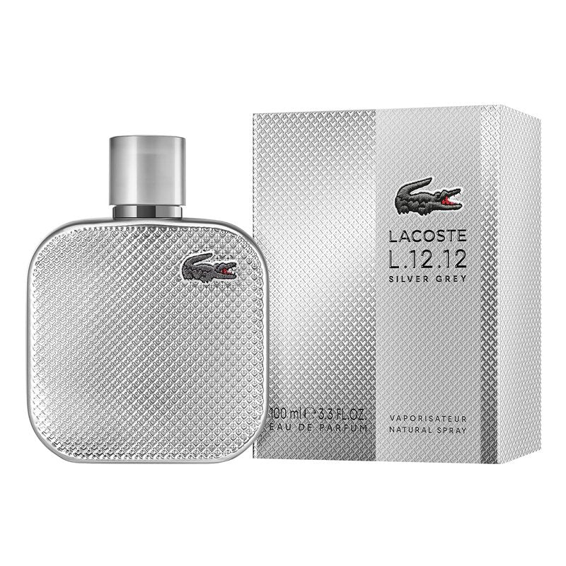 Lacoste L.12.12 Silver Grey Eau de Parfum - 3.3 Fl Oz | Fresh & Elegant Fragrance