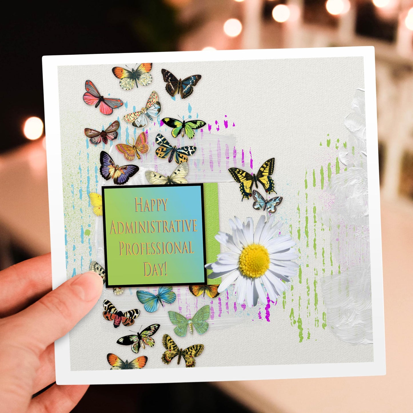 3dRose Pretty Butterflies and Daisy Flower, Administrative Professionals Day - Greeting Cards, 6" x 6", Set of 6 (gc_239563_1)