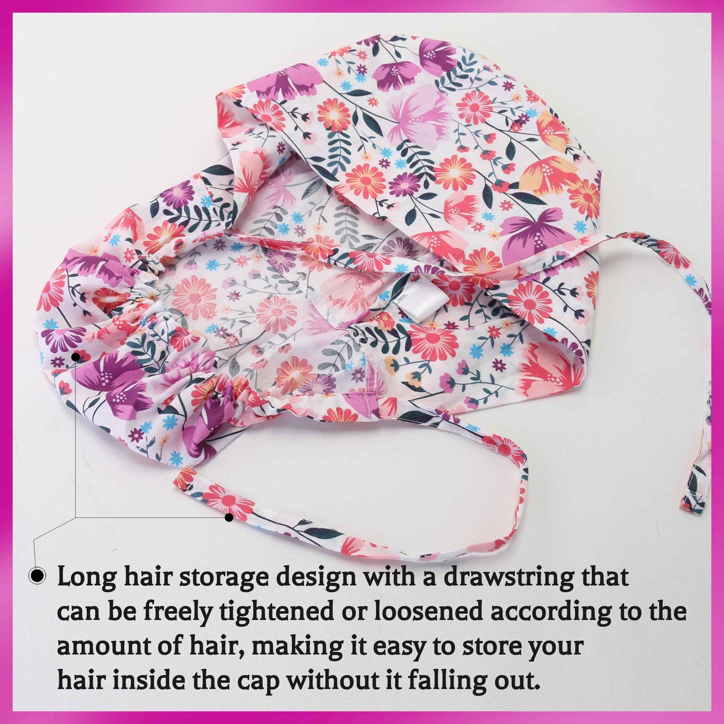 GUOER Long Hair Working Cap for Women Scrub Caps Can Store Long Hair Caps One Size (LH03C)