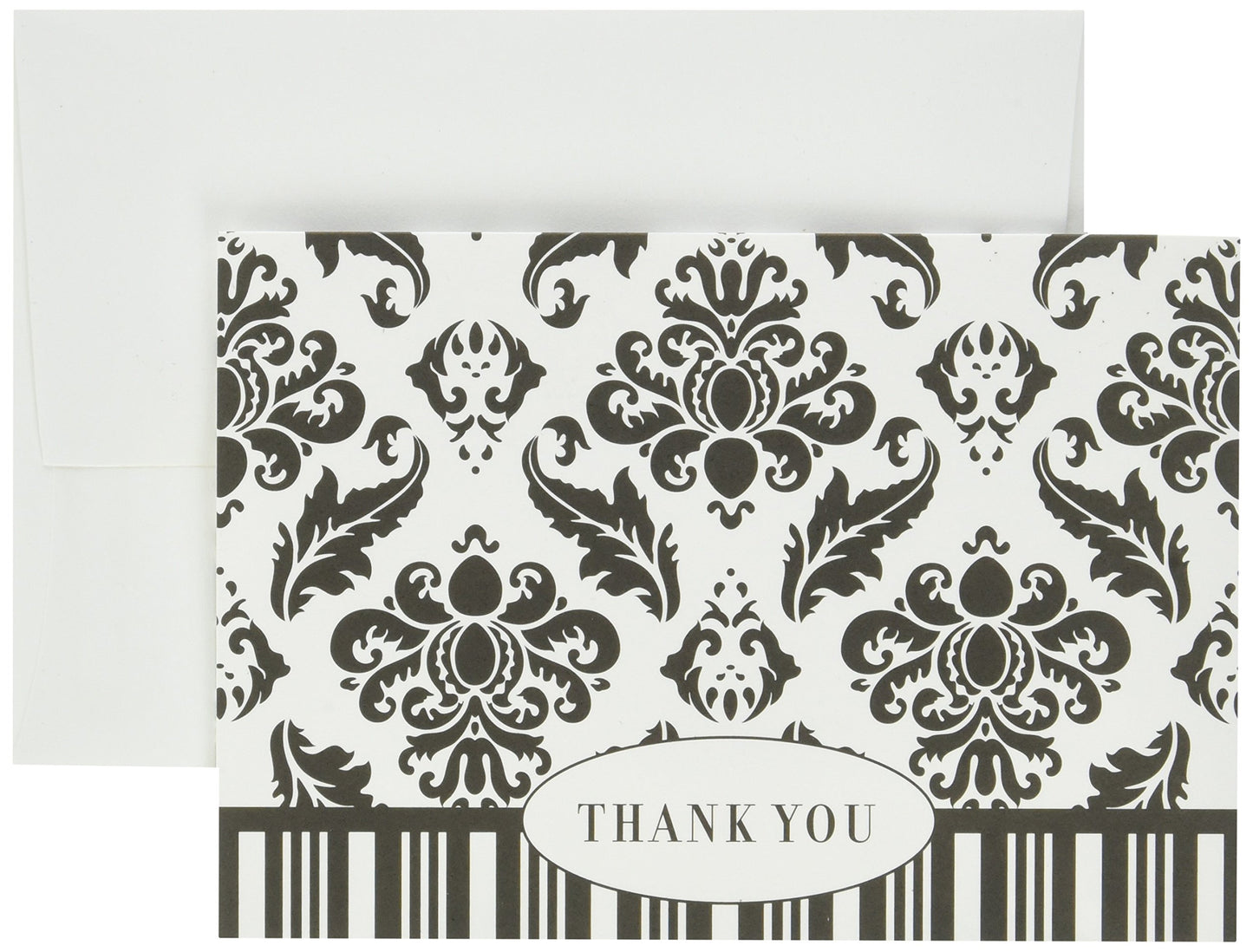 Great Papers! Black & White Damask Thank You Note Cards, Envelopes, 4.875 x 3.375 Inches, 50 Count (145341)
