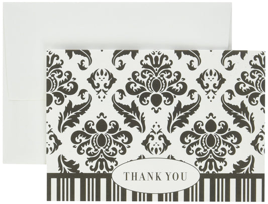 Great Papers! Black & White Damask Thank You Note Cards, Envelopes, 4.875 x 3.375 Inches, 50 Count (145341)
