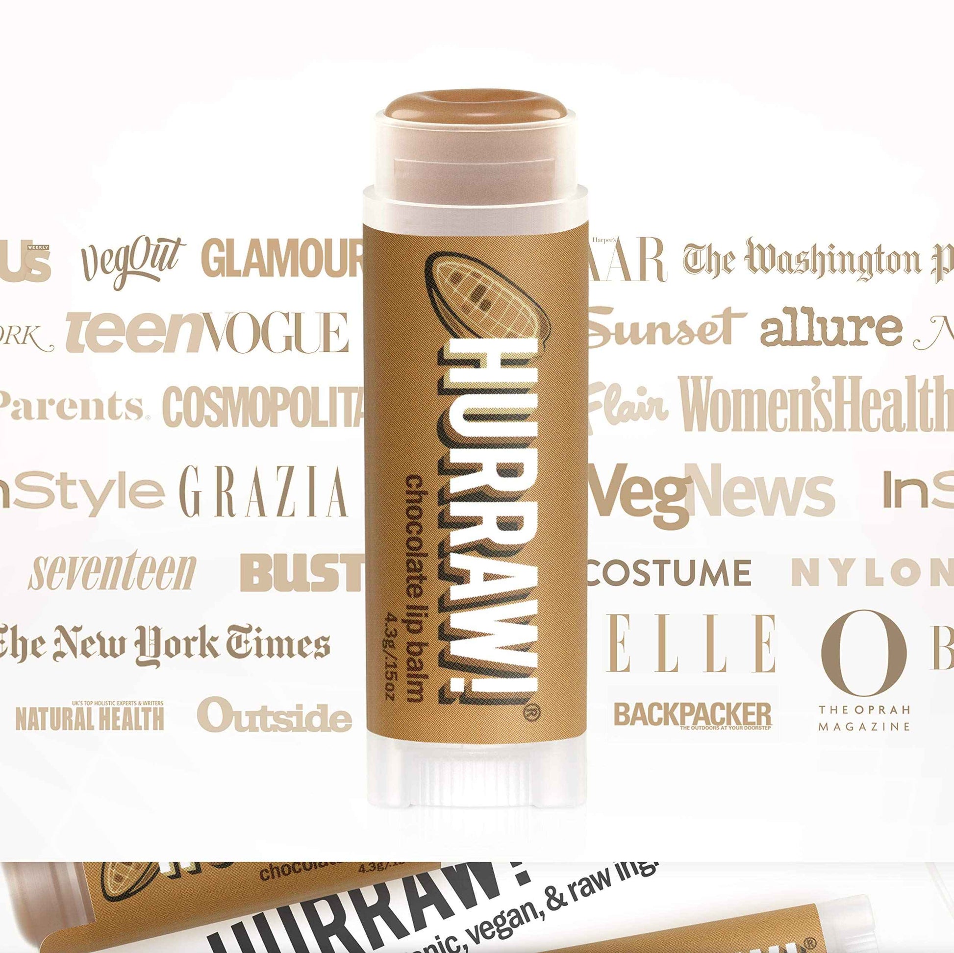 Hurraw! Chocolate Lip Balm, 3 Pack: Organic, Certified Vegan, Cruelty and Gluten Free. Non-GMO, 100% Natural Ingredients. Bee, Shea, Soy and Palm Free. Made in USA