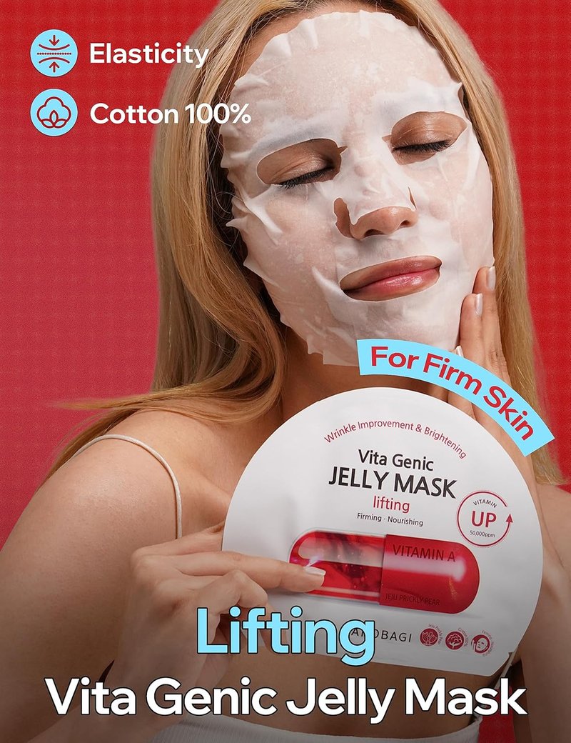 Vita Genic Jelly Pore Tightening Face Masks - Korean Skin Care with 11 Vitamins | Moisturizing for Oily Skin (10 Sheets)