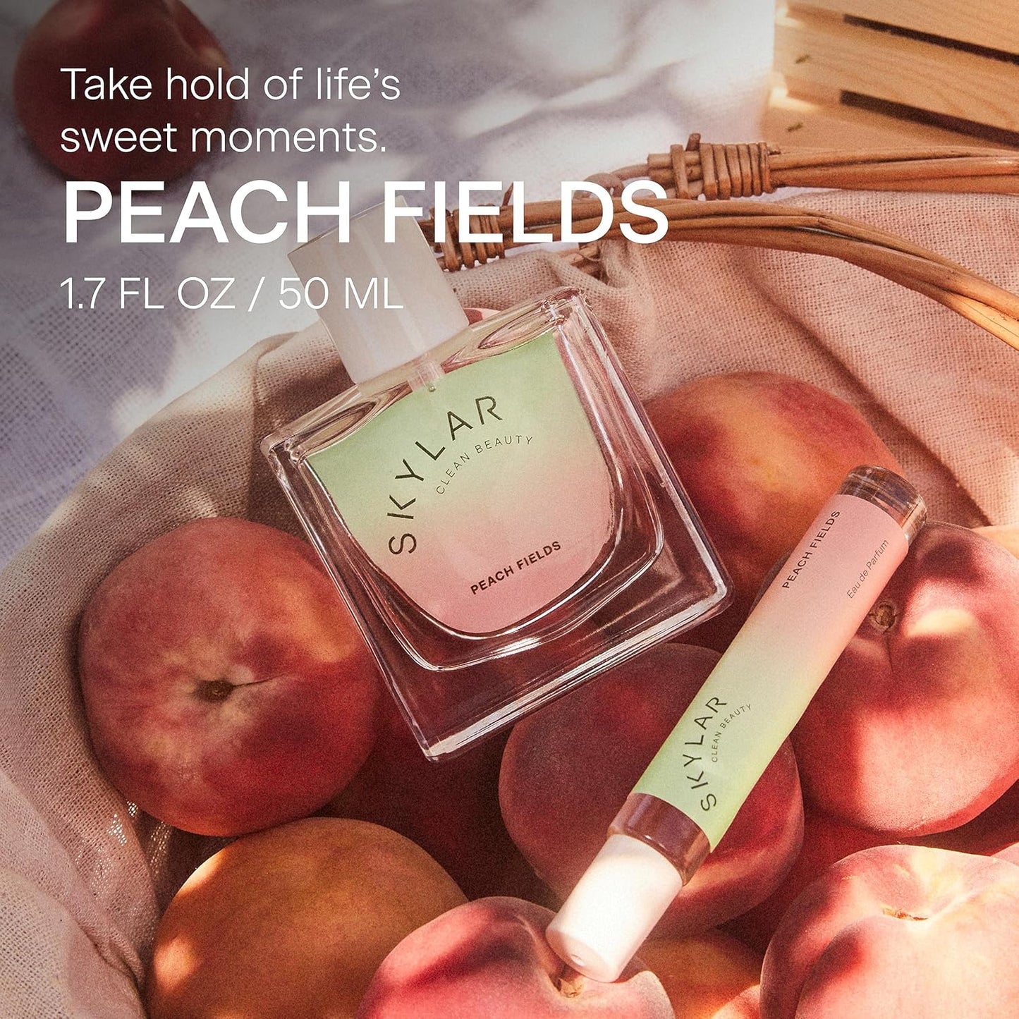 Skylar Peach Fields Eau de Parfum - Hypoallergenic Vegan Perfume for Sensitive Skin | Sweet Mandarin & Peach Notes - 10mL