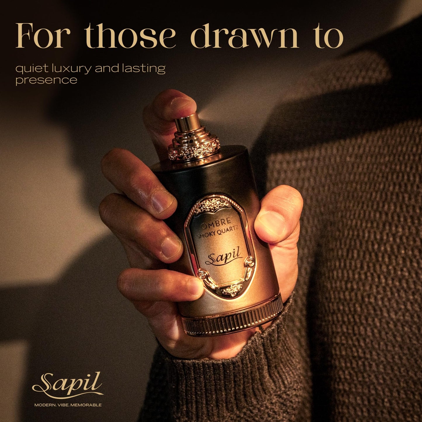 Sapil Ombre Smoky Quartz Eau de Parfum – Long Lasting Unisex Spicy Woody Perfume | Ginger, Cinnamon & Vanilla Notes | Warm Smoky Signature Fragrance | 3.4 oz / 100ml