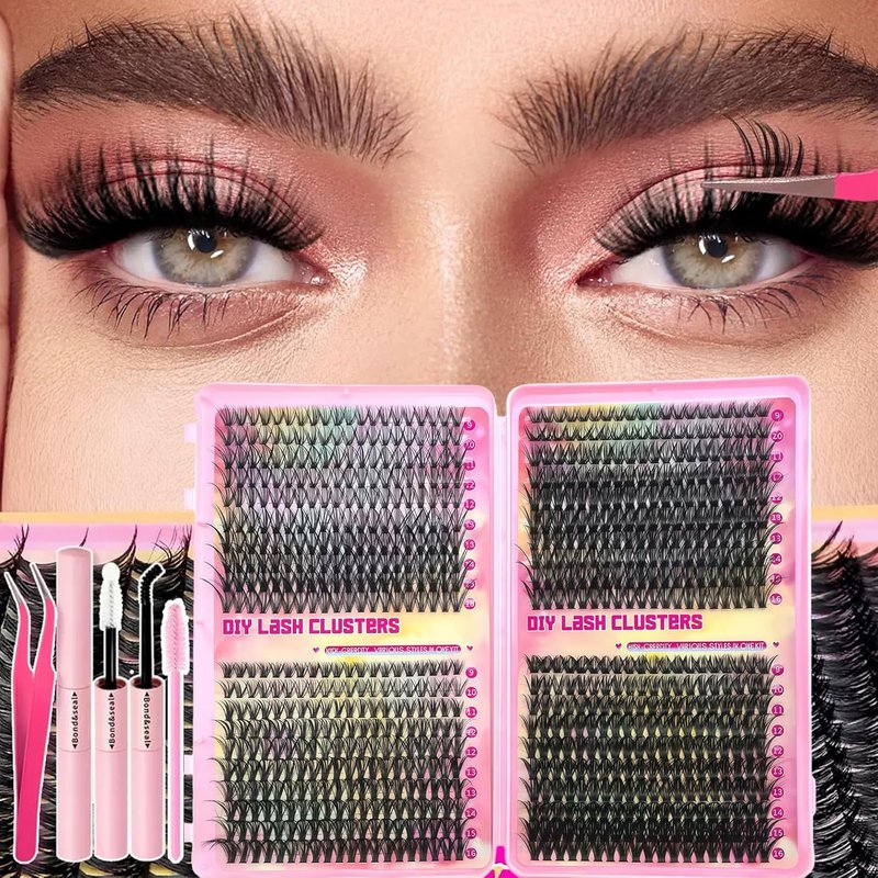 Lash Extension Kit - 800 Pcs 30D-100D Fluffy Volume Individual DIY Eyelashes | Wispy 9-16mm with Glue & Tweezers