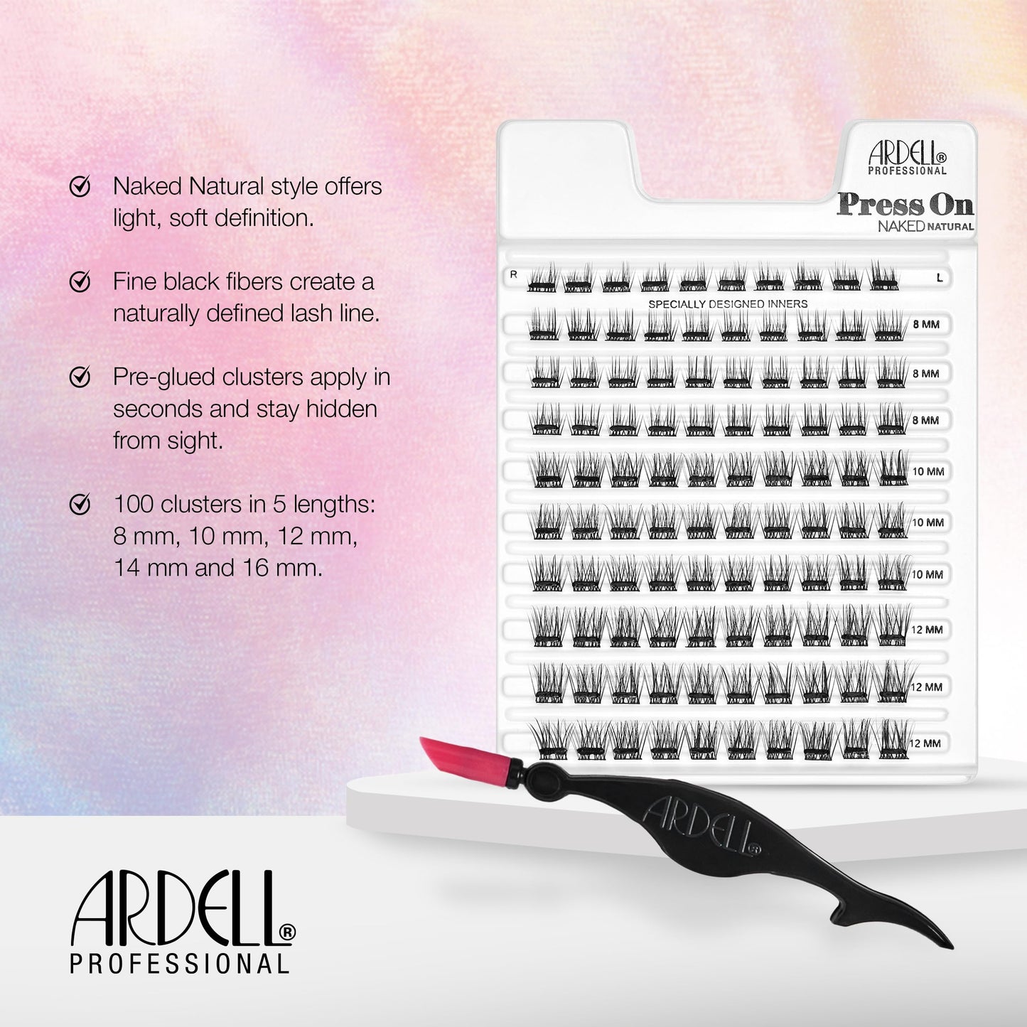 Ardell Press On Lashes Naked Natural – Pre-Glued Underlash Extensions, DIY Lash Clusters, No Glue Needed Cluster Eyelash Extensions, 100 ct