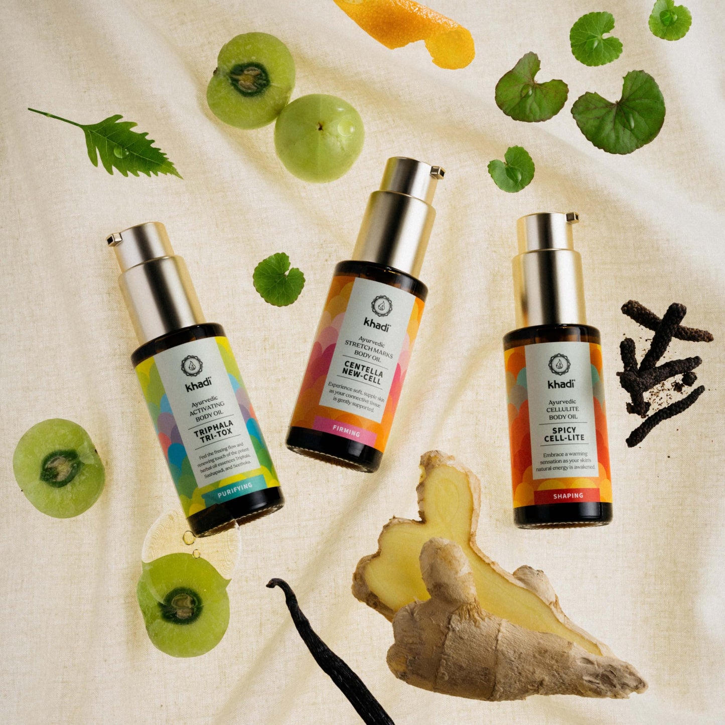 KHADI CENTELLA NEW-CELL Ayurvedic Elixir Skin & Soul Body Oil, 100% Natural, Herbal & Vegan, Firming oil for your skin, Refines, Renews, and Promotes Elasticity, 1.69 oz