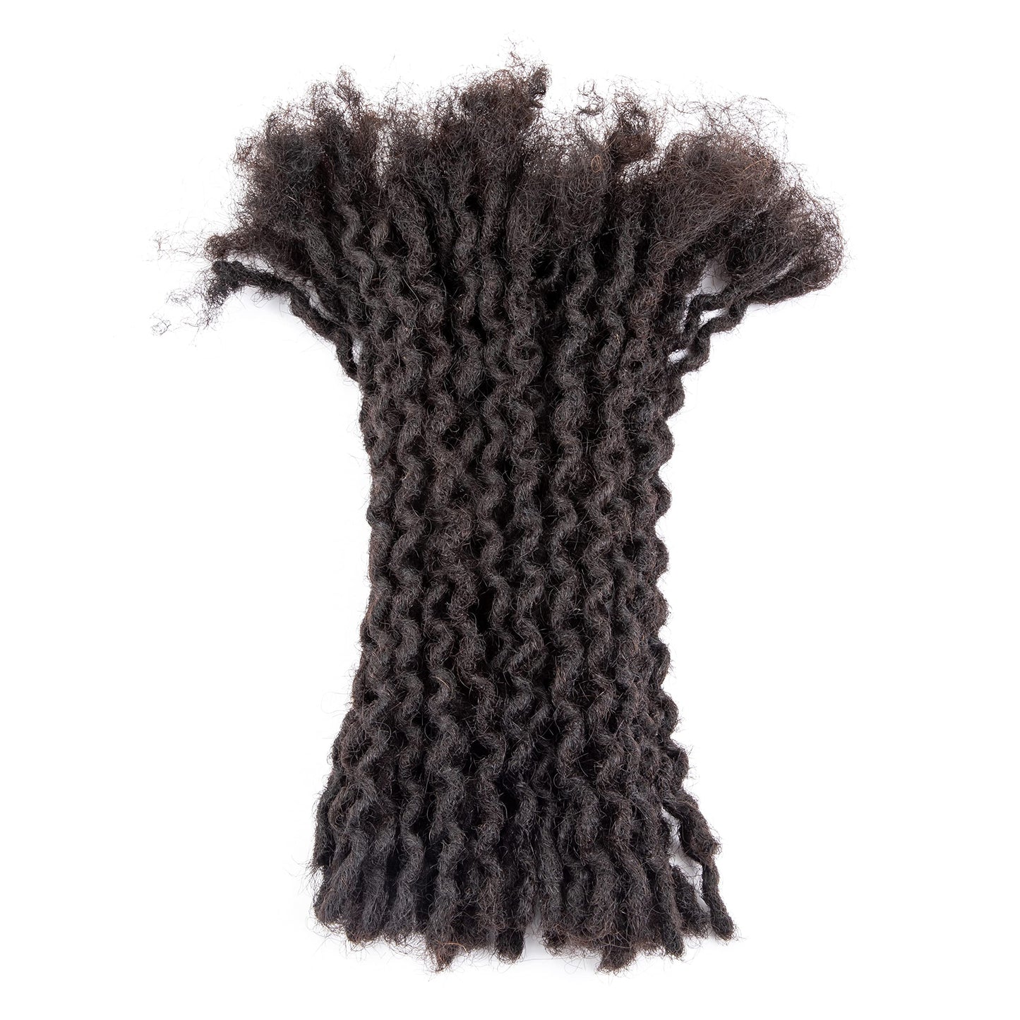 DAIXI Curly Wave Loc Extensions Human Hair, 100% Real Human Hair Dreadlock Extensions for Man/Women Handmade Permanent Dread Extensions Can Be Dyed Bleached Twisted (0.4cm, 1B, 6 Inch 20 Strands)