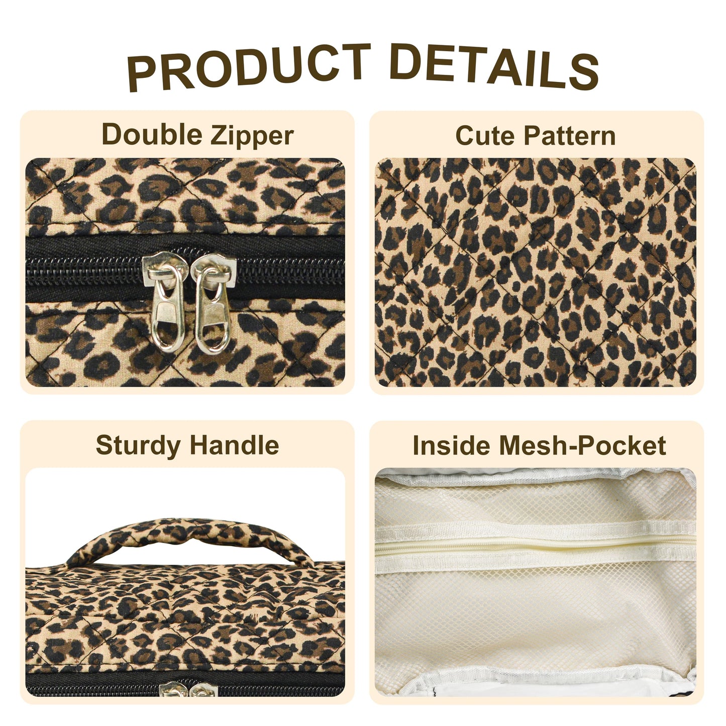 GISMTR 4Pcs Quilted Makeup Bag Set Cute Floral Cosmetic Bag Cotton Coquette Make up Bag Aesthetic Travel Toiletry Bag for Women Girls