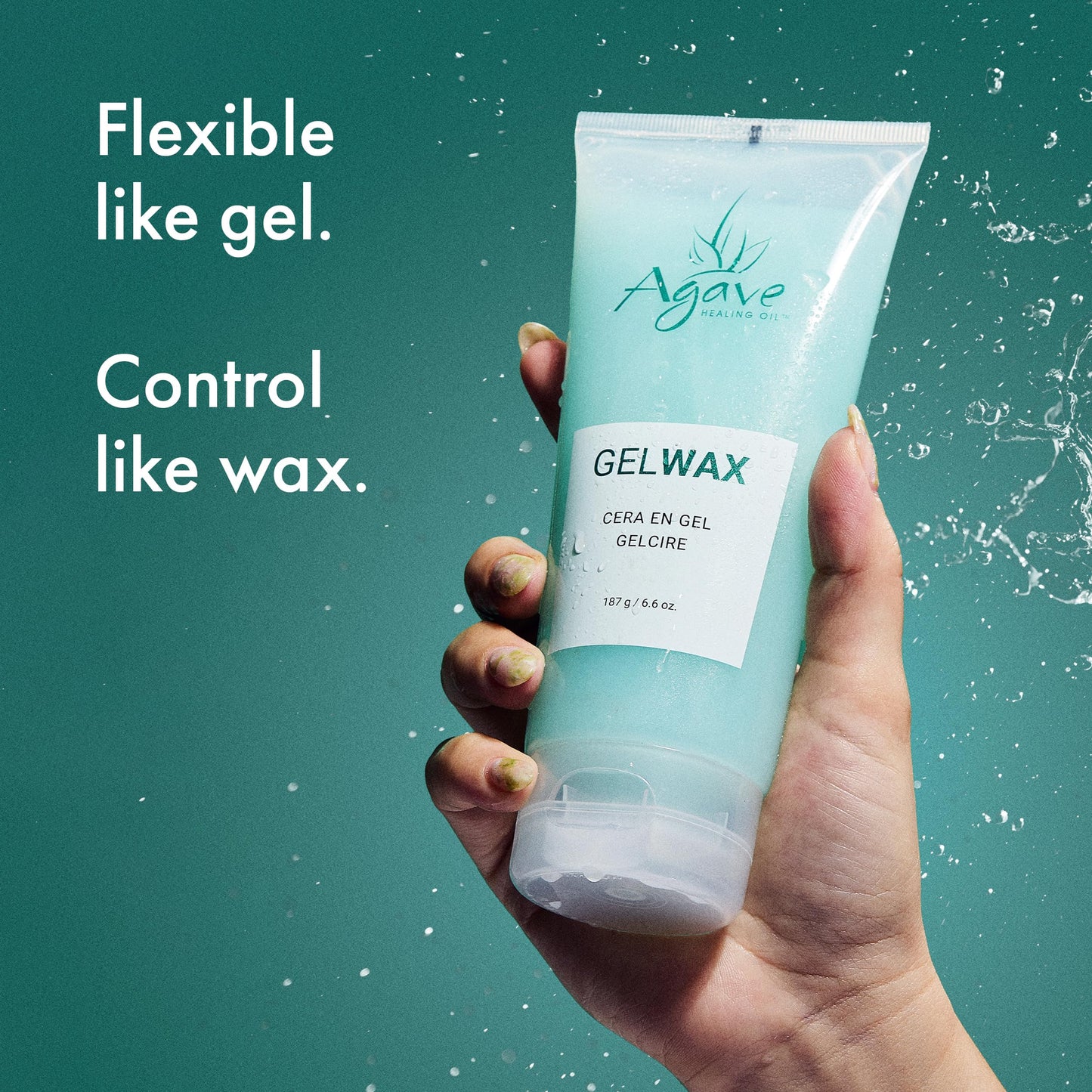 Agave GelWax Flexible Hold Styling Gel with Green Tea, Bamboo and Ginger Extracts, 6.6 fl oz