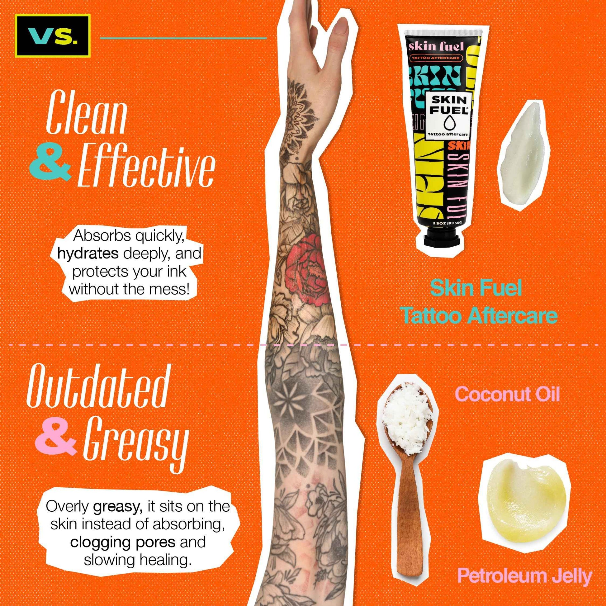 SKIN FUEL Tattoo Aftercare Cream – After Care Tattoo Ointment with Shea Butter, St. John's Wort & Lavender – Multipurpose Healing Ointment to Brighten Up & Hydrate New & Old Ink (3.3 oz)