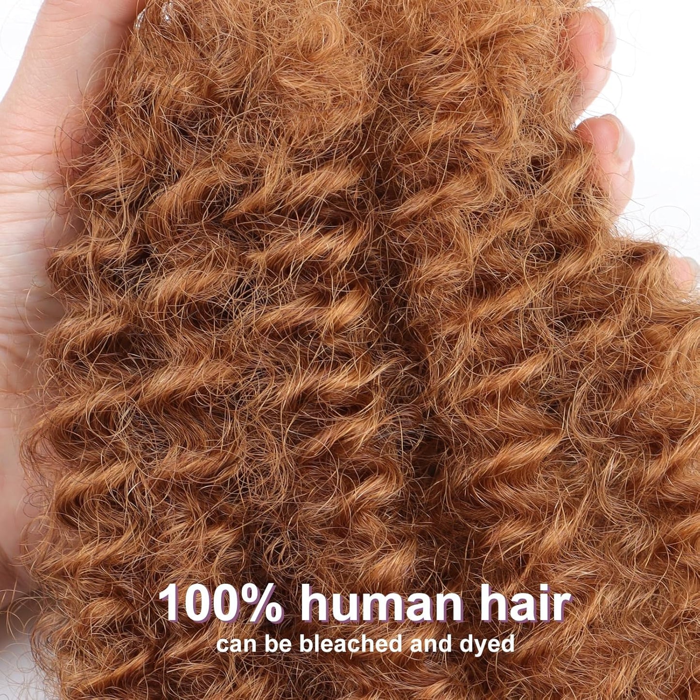 Brown Afro Kinky Bulk Human Hair - 16 Inch 50g for Micro Locs & Mini Kinky Twist Braids | Dreadlock Extensions, Can Be Dyed