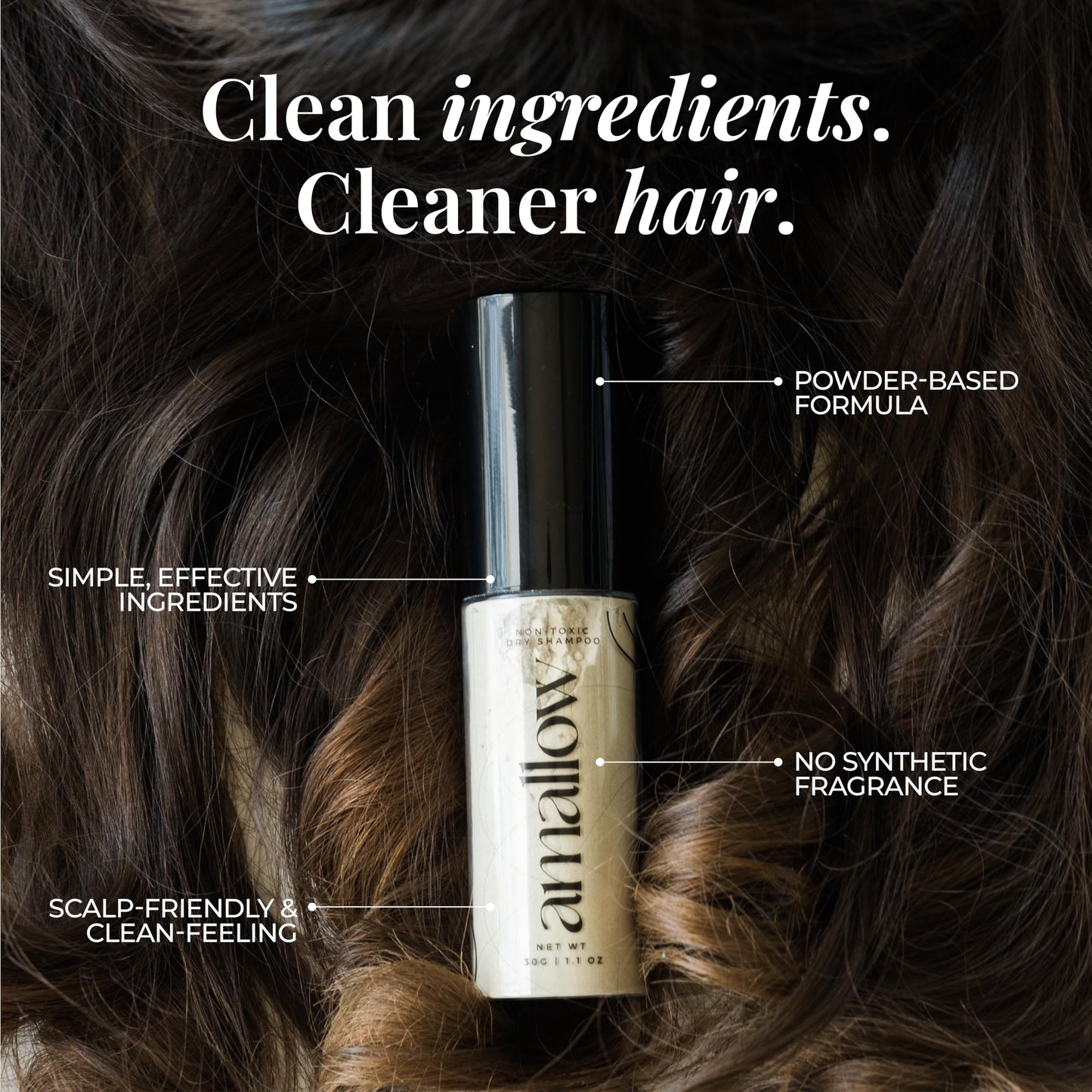Amallow - Non Toxic Dry Shampoo Powder - With Organic Ingredients - Arrowroot, Bentonite Clay, Aloe Vera, & Essential Oils - No Talc, No Aerosol - Men & Women - Great For Travel