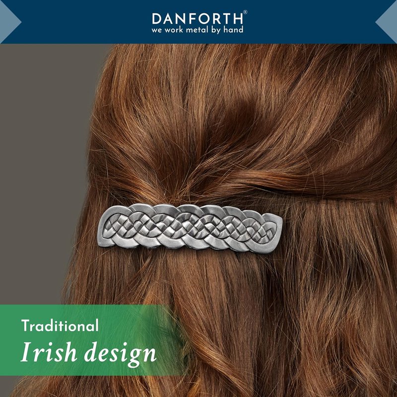Celtic Knot Barrette - Handcrafted Pewter Hair Clip for Thick Hair | 3.5" Long x 0.75" High