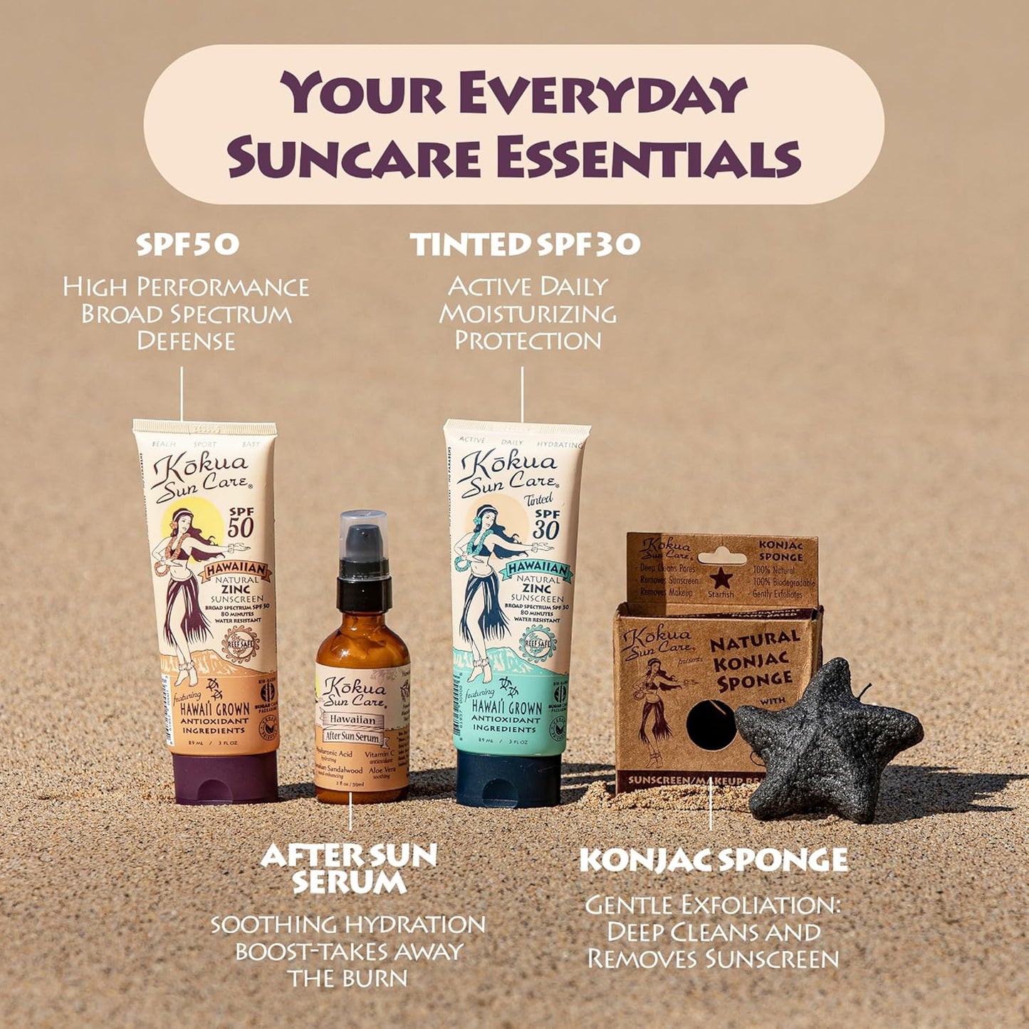 Hawaiian Sunscreen SPF 50 - Reef Safe Mineral Protection | 3 oz | Zinc Oxide | Moisturizing & Water Resistant