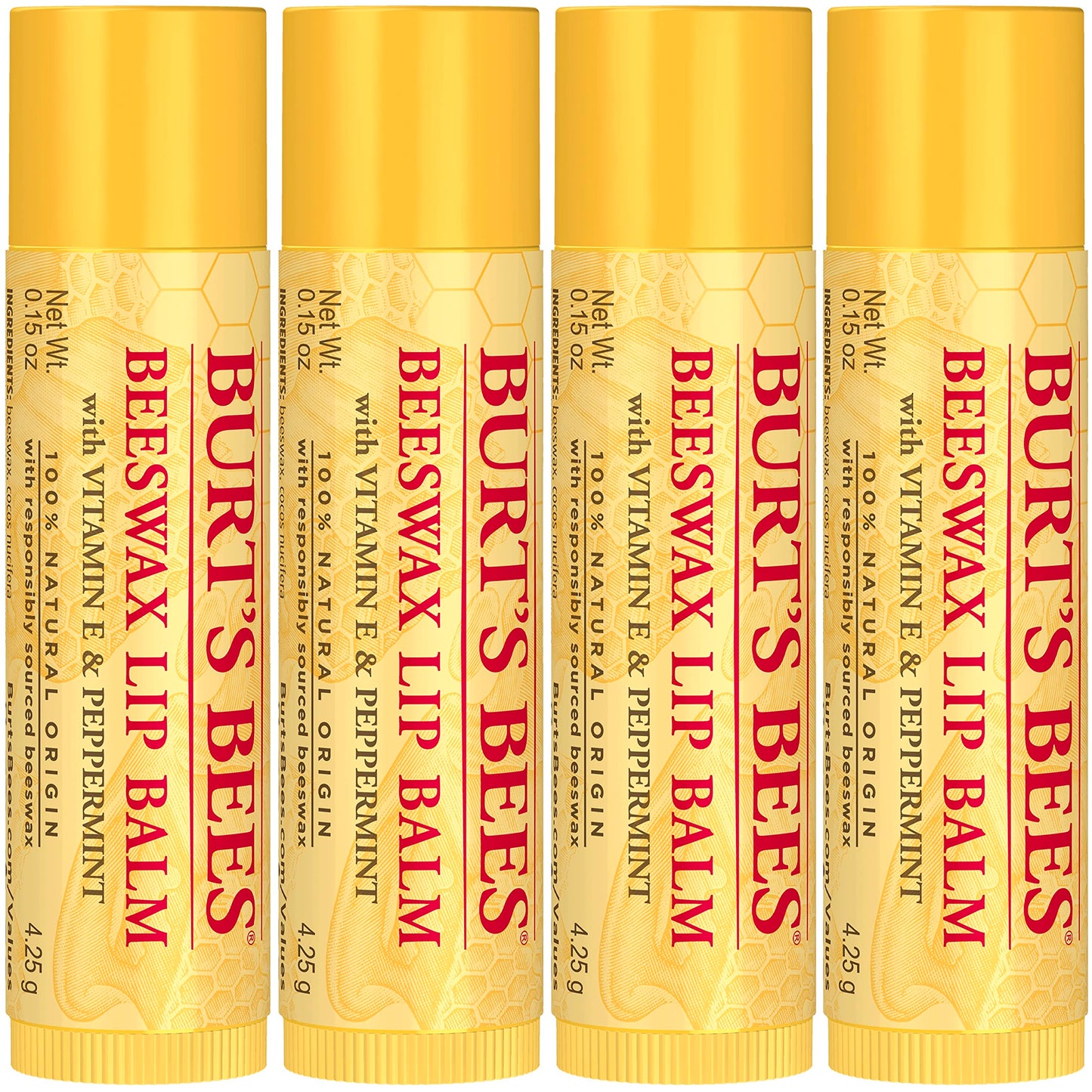 Beeswax Lip Balm Pack by Burts Bees for Unisex - 4 x 0.15 oz Lip Balm (Pack of 2)