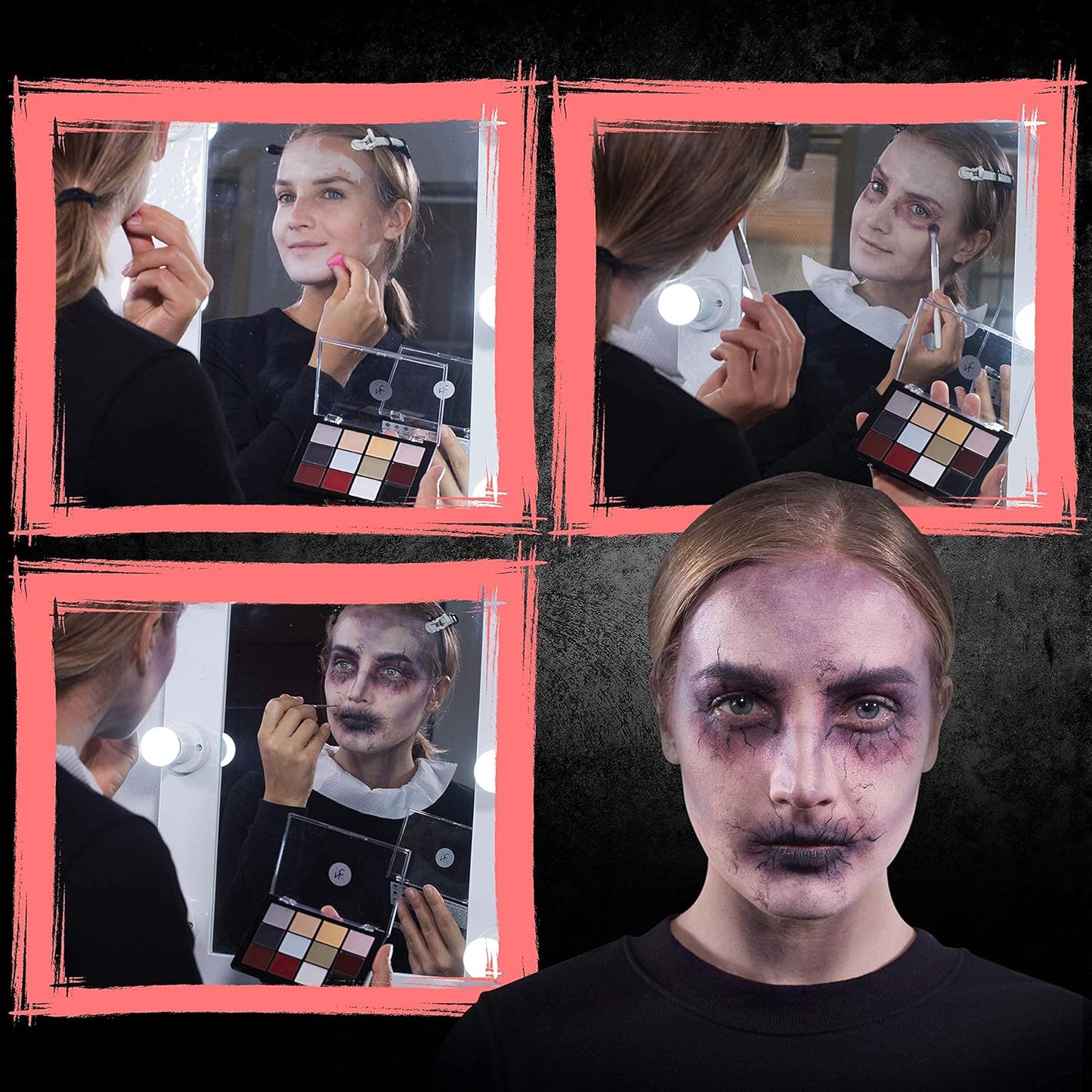 Narrative Cosmetics 12-Color Death FX Cream Palette - Waterproof Zombie & Undead SFX Makeup for Halloween, Cosplay | Quick-Drying Cream Colors