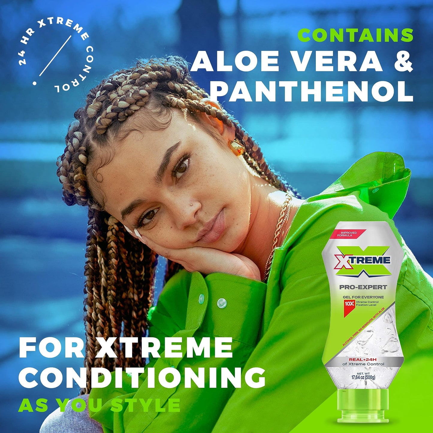 Xtreme Pro-Expert Clear Styling Hair Gel, Alcohol-Free 24-Hours Extreme Control with Aloe Vera, 17.64 oz Squeeze Bottle (Pack of 12)