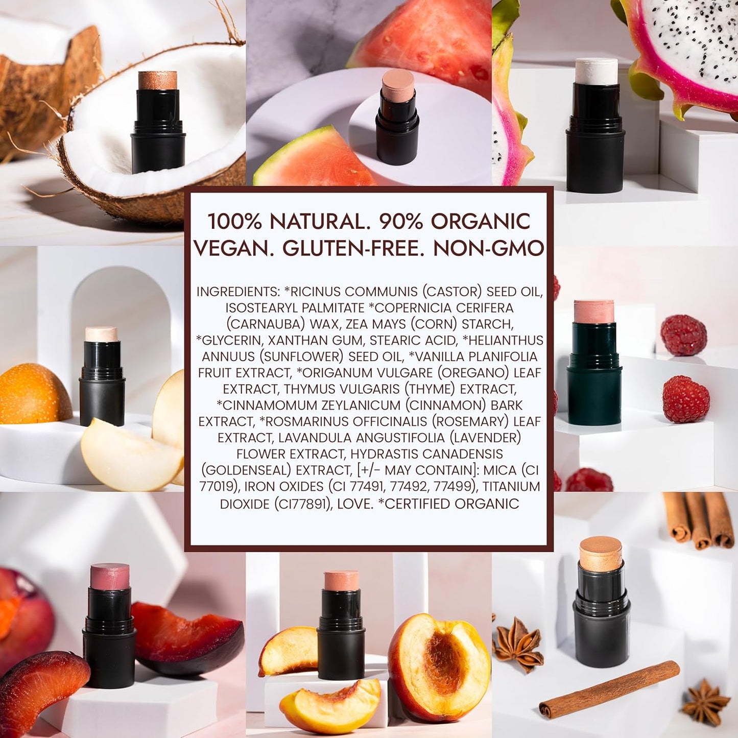 Organic Blush Tube - Cabernet | 100% Natural Vegan Cream Blush Stick for Lips, Cheeks & Eyes - Buildable Shimmer, Gluten-Free