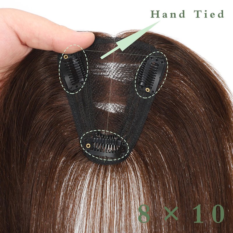 Paraglame Hair Toppers for Women Real Human Hair 360°3D Cover Human Toppers for Women Clip in Hair Extensions for Daily Wear (Brown, 10Inch)