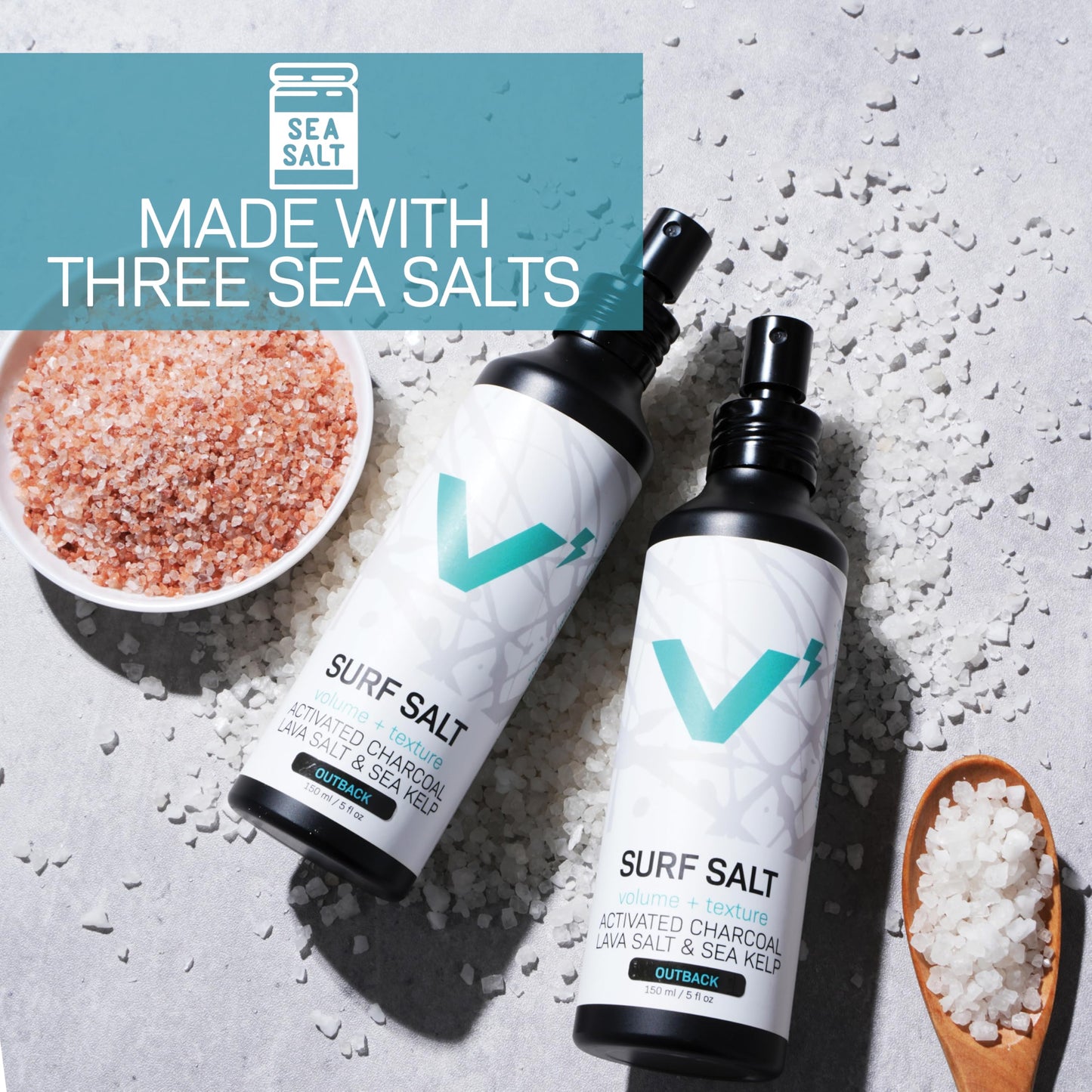 VOLT Grooming Surf Sea Salt Spray for Men, Hair & Beard Natural Volumizing Texture Spray with Activated Charcoal, Sea Kelp & Green Tea, Aerosol Free Hair Texturizer, Outback Scent Refill, 30 Fl Oz